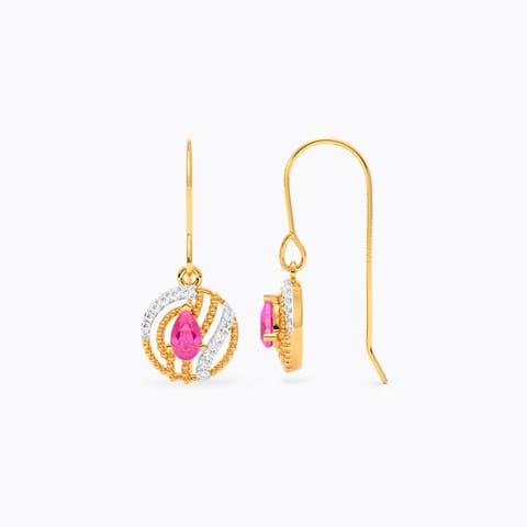 Pink Sphere Gemstone Drop Earrings