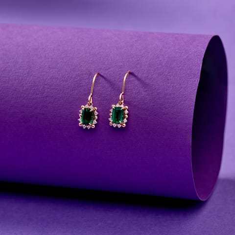 Green Beam Gemstone Drop Earrings