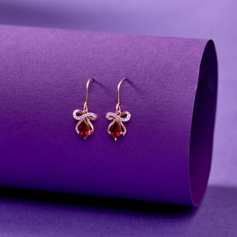 Scarlet Bow Gemstone Drop Earrings
