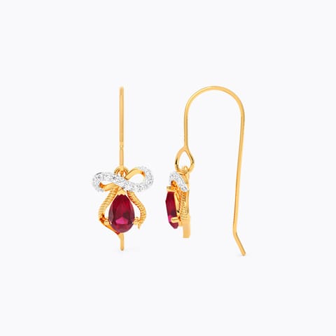 Scarlet Bow Gemstone Drop Earrings