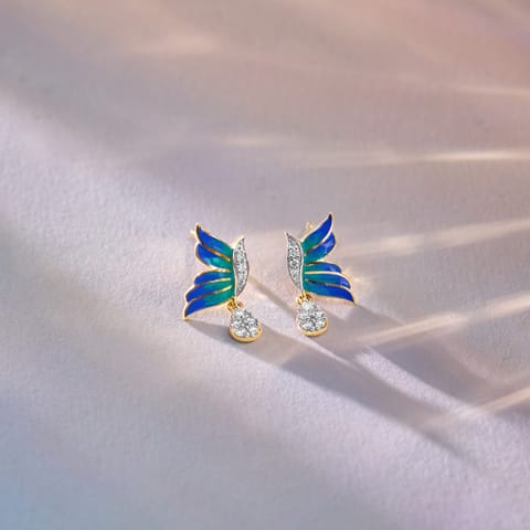 Gurbell Butterfly Diamond Stud Earrings