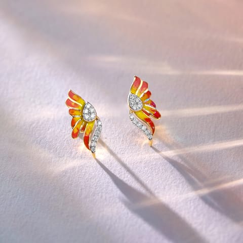 Reddish Blue Butterfly Diamond Hoop Earrings