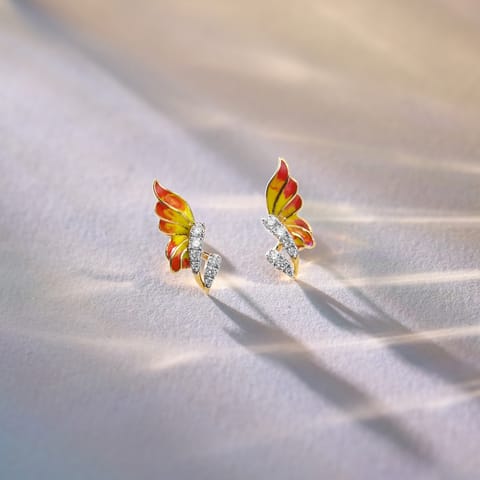 Red Scarlet Diamond Hoop Earrings