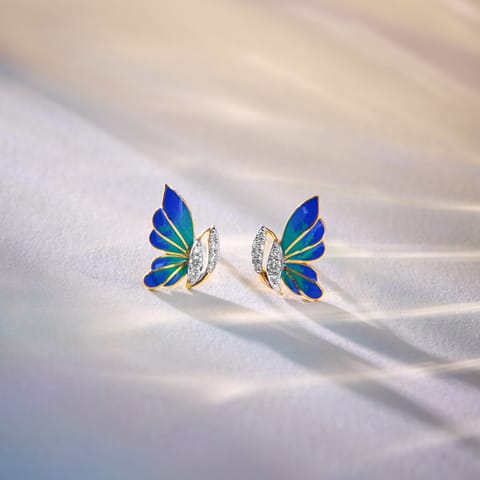 Verdant Butterfly Diamond Stud Earrings