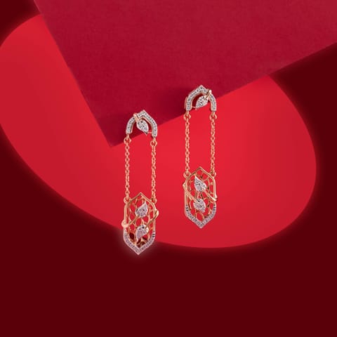 Lattice Gleam Diamond Drop Earrings