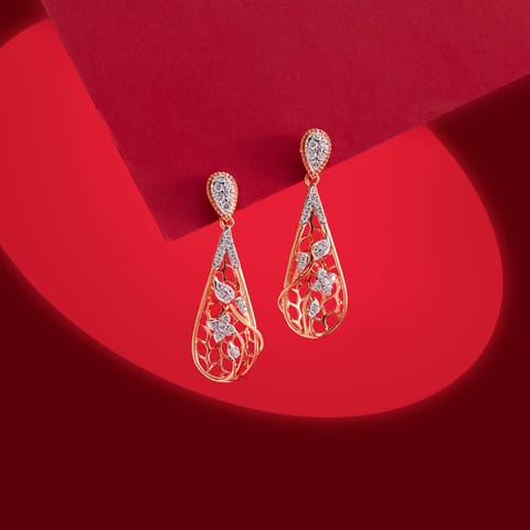 Lattice Fern Diamond Drop Earrings