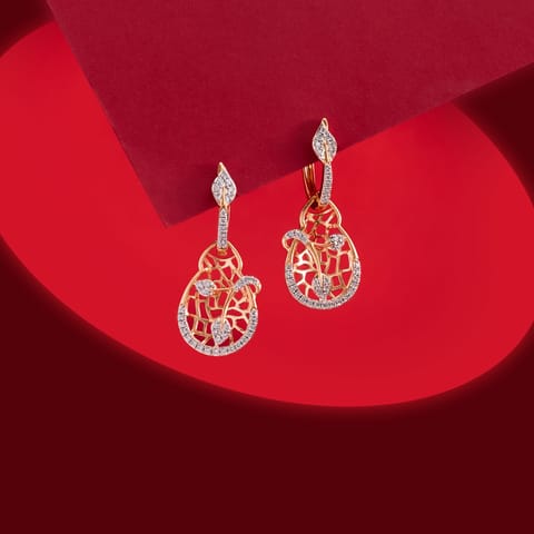 Lattice Leaf Diamond Drop Earrings