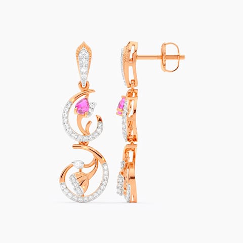 Pichwai Petal Gemstone Drop Earrings Pichwai Petal Gemstone Drop Earrings