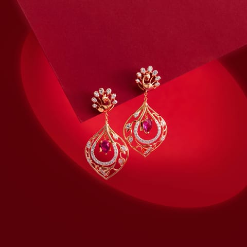 Peacock Tales Gemstone Drop Earrings