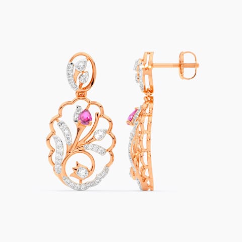 Peacock Tales Gemstone Drop Earrings