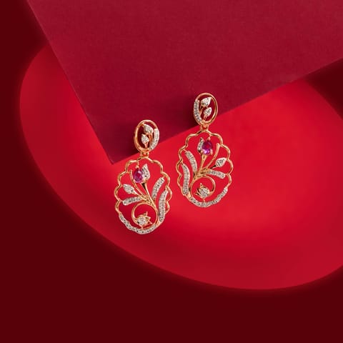 Pichwai Blooms Gemstone Drop Earrings