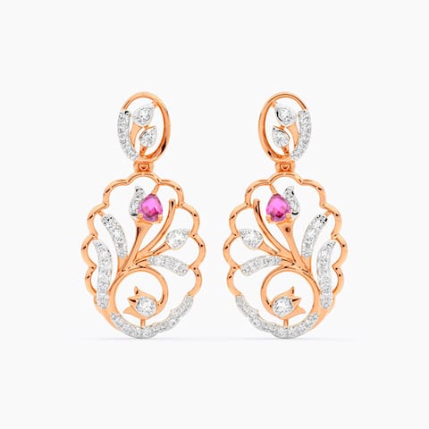 Pichwai Blooms Gemstone Drop Earrings