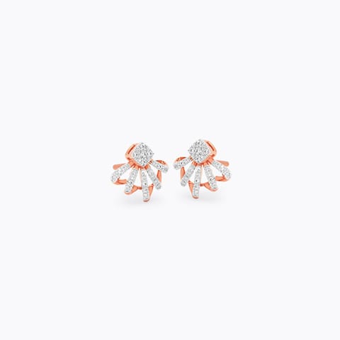 Gleaming Shell Diamond Stud Earrings