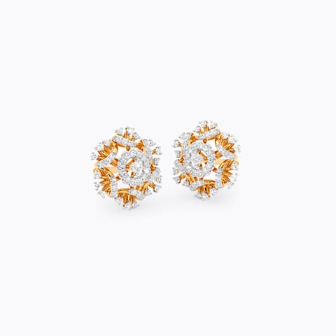 Sparkling Swirl Diamond Stud Earrings