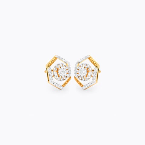 Beaming Hexagon Diamond Stud Earrings