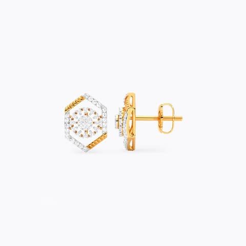 Beaming Hexagon Diamond Stud Earrings