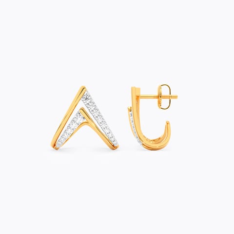 Chevron Spark Diamond Hoop Earrings