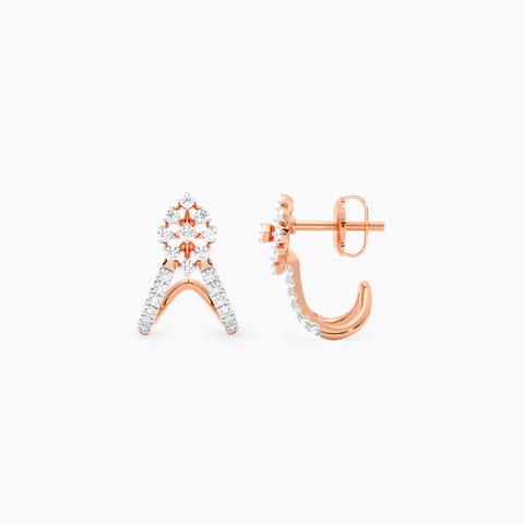 Foliage Curve Diamond Hoop Earrings