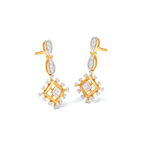 Shining Square Diamond Drop Earrings