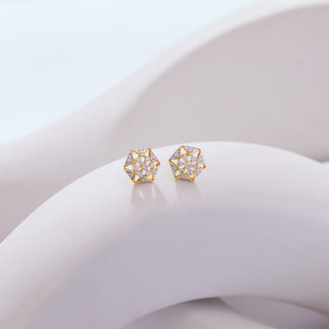 Starry Hexagon Diamond Stud Earrings