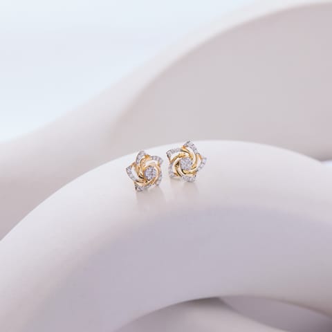 Swirling Shine Diamond Stud Earrings