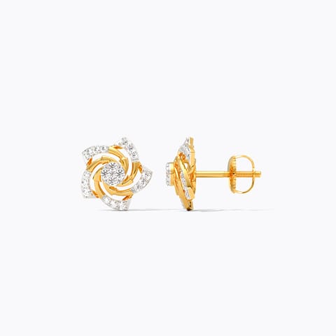 Swirling Shine Diamond Stud Earrings