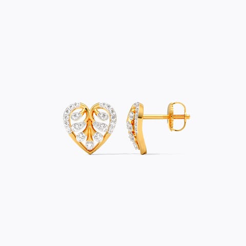 Heart Veil Diamond Stud Earrings