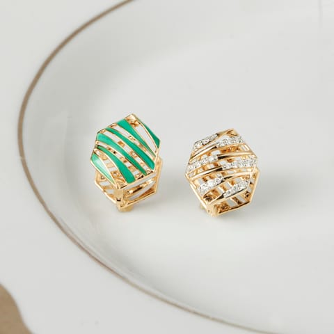 Striping Shine Reversible Diamond Hoop Earrings