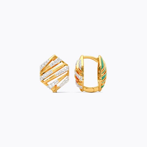 Striping Shine Reversible Diamond Hoop Earrings