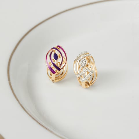 Marquise Strips Reversible Diamond Hoop Earrings