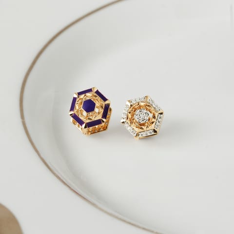 Sparkling Hexagon Reversible Diamond Hoop Earrings