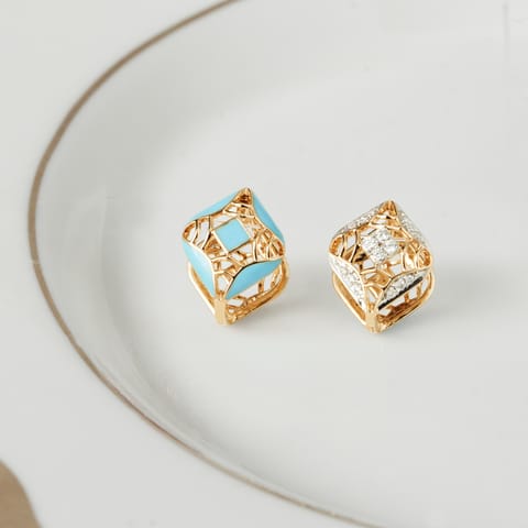 Regal Square Reversible Diamond Hoop Earrings