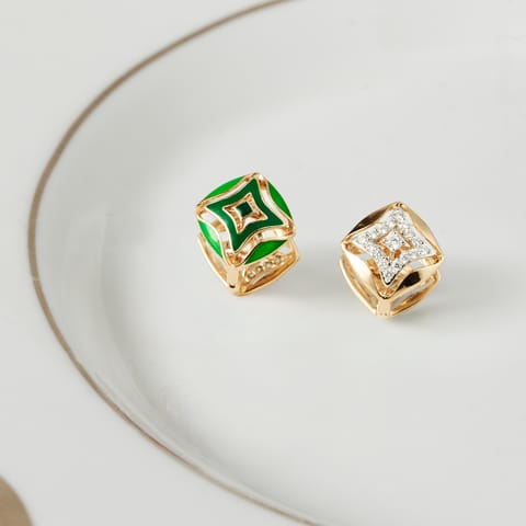 Verdant Shine Reversible Diamond Hoop Earrings