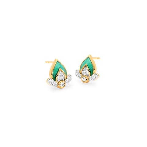 Green Beam Gemstone Stud Earrings
