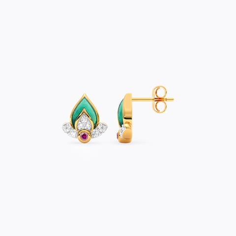 Green Beam Gemstone Stud Earrings Green Beam Gemstone Stud Earrings