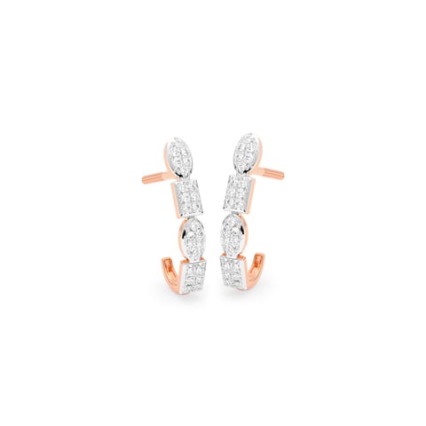 Sleek Trail Diamond Hoop Earrings