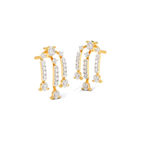 Meandering Lines Diamond Drop Earrings