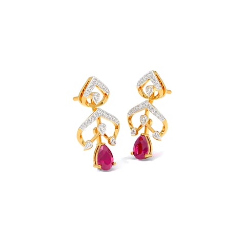 Alluring Claret Gemstone Drop Earrings
