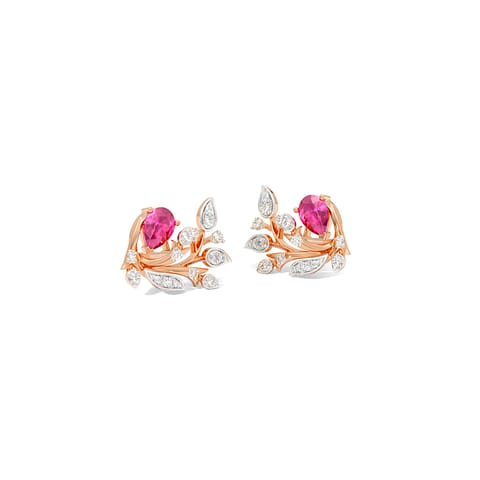 Carmine Veins Gemstone Stud Earrings