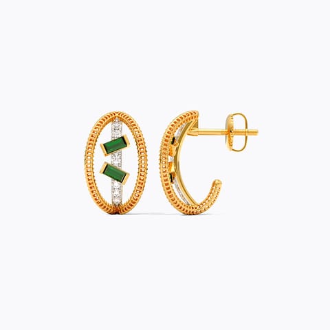 Filigree Green Gemstone Hoop Earrings