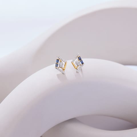 Blue Baguette Gemstone Stud Earrings