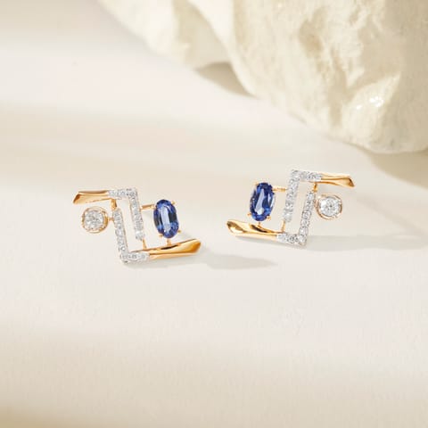 Blue Zig Zag Gemstone Stud Earrings