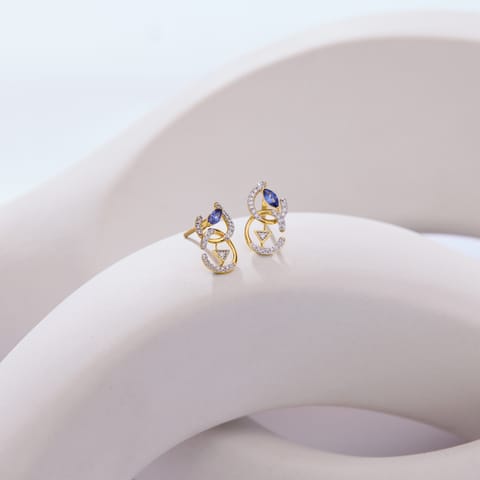 Interlocked Blue Gemstone Stud Earrings