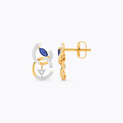 Interlocked Blue Gemstone Stud Earrings
