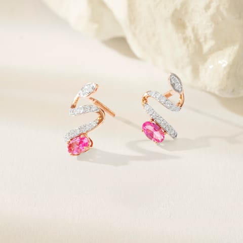 Swirling Pink Gemstone Stud Earrings
