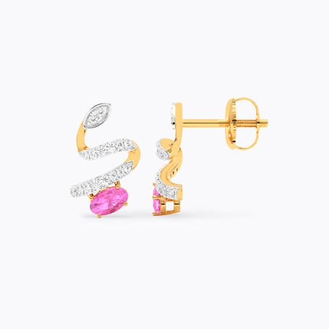 Swirling Pink Gemstone Stud Earrings