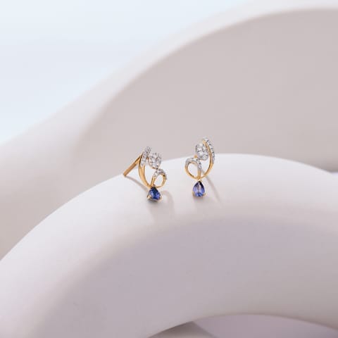 Twirling Tanzanite Gemstone Stud Earrings