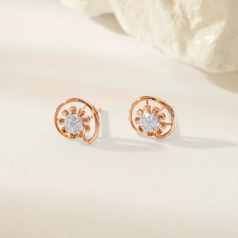 Floral Frame Diamond Stud Earrings