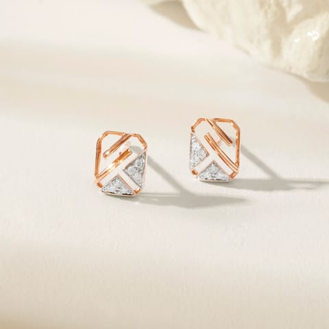 Sleek Cutout Diamond Stud Earrings