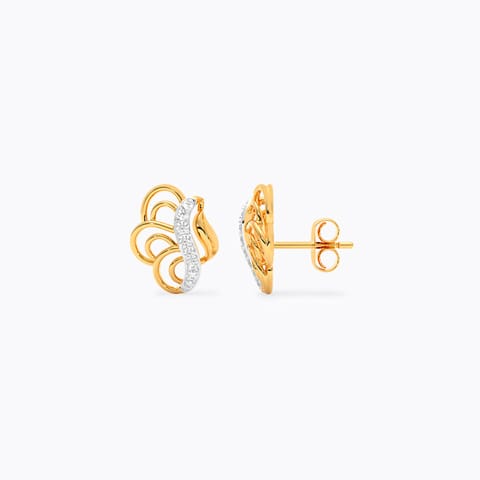 Spark Curl Diamond Stud Earrings
